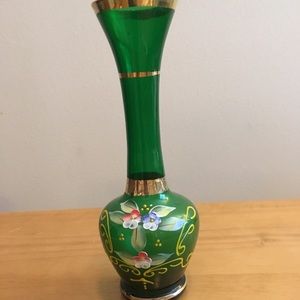 Hand Painted Green Vase